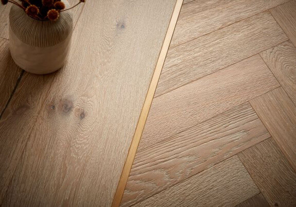 A close-up view of some engineered flooring.