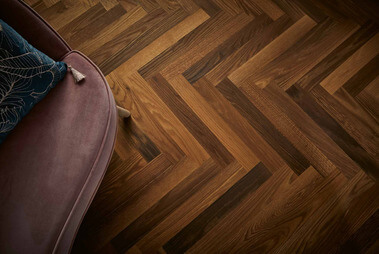 Patterned wooden flooring.